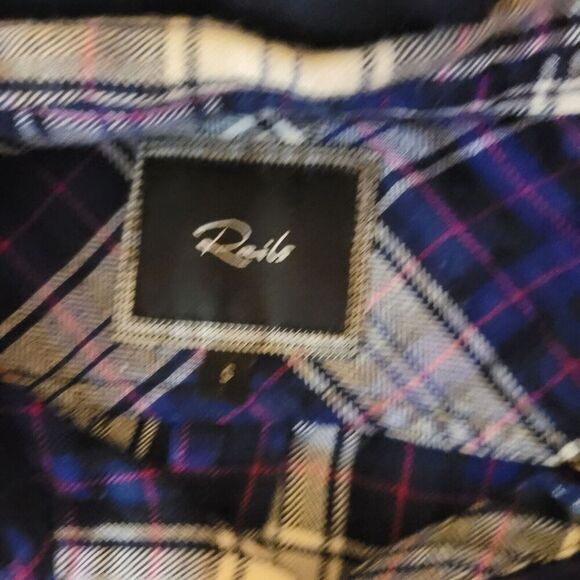 Rails Long Sleeve Button Up Flannel Shirt Womens S White Purple Plaid Pocket - Picture 3 of 6
